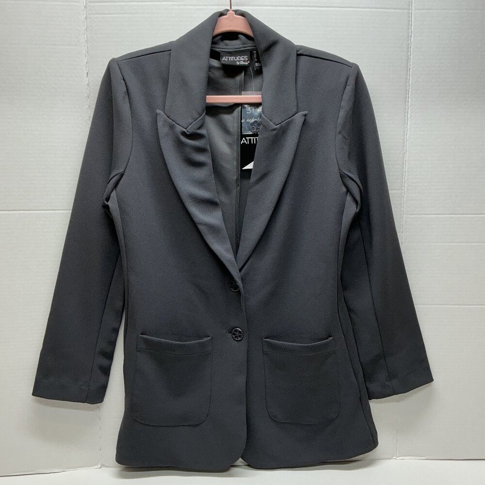 SMALL BLAZER NWT Attitudes by Renee Solution Utilitarian Blazer CHARCOAL COLOR